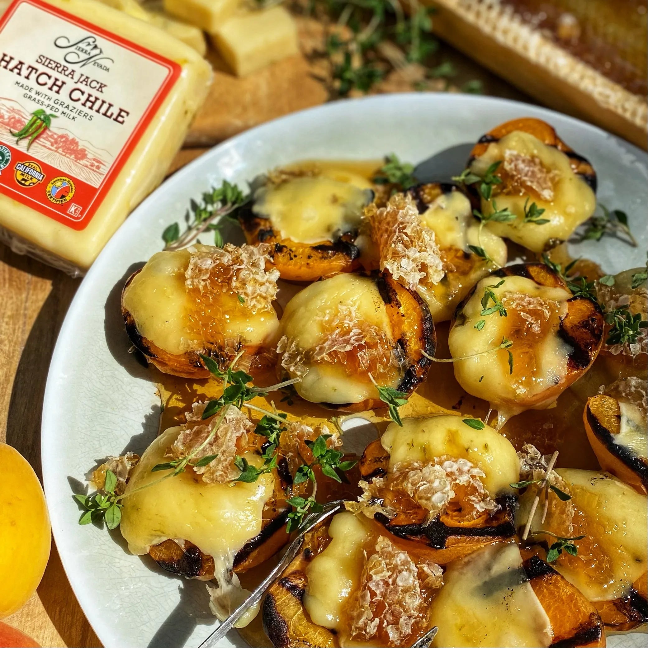 Grilled Apricots with Hatch Chile Jack