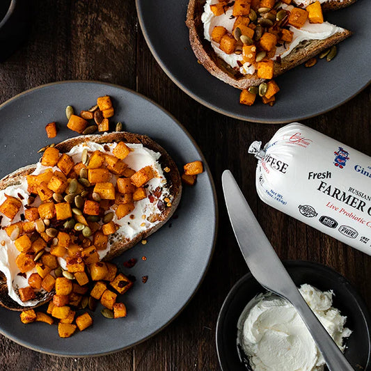 Toast with Lemon Whipped Farmer Cheese and Smoky Butternut Squash