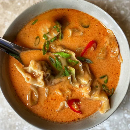 Crè­­­me Fraîche and Gochujang Wonton Soup