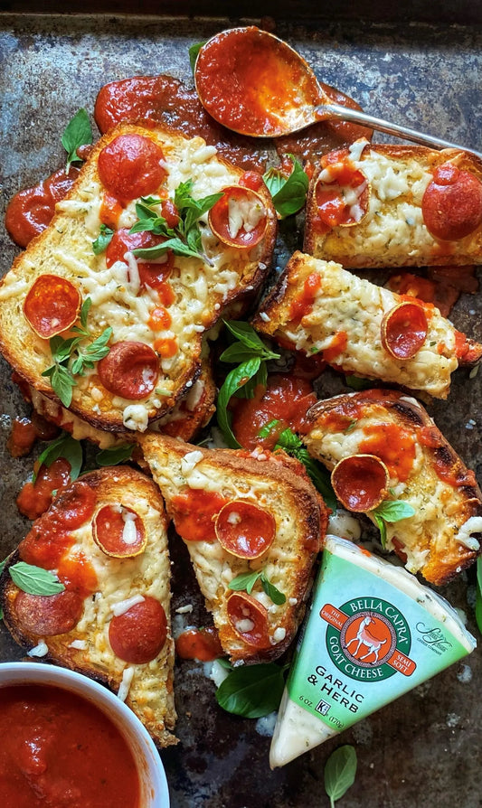 Grilled Cheese Pizza Sandwich with Garlic & Herb Goat Cheese